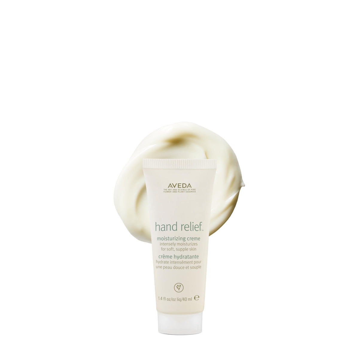 Aveda hand relief front tube showing branding and travel size benefit