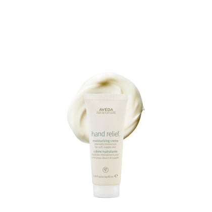 Aveda hand relief front tube showing branding and travel size benefit