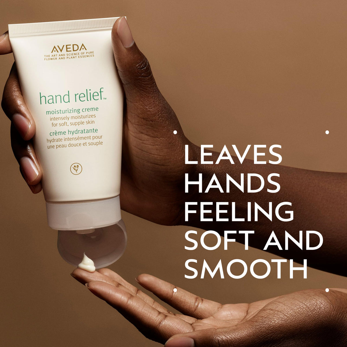 Aveda hand relief close-up texture revealing creamy plant-rich hydration