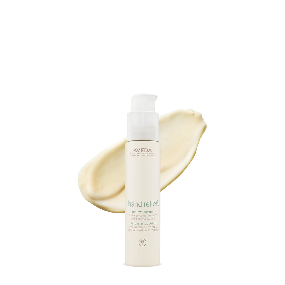 Aveda bottle front shot showing clean hand serum packaging benefit: lightweight treatment