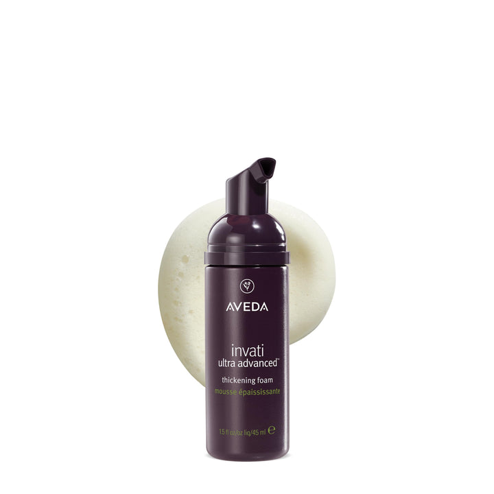 Aveda Invati Ultra Advanced Thickening Foam front packaging shows product and brand benefits