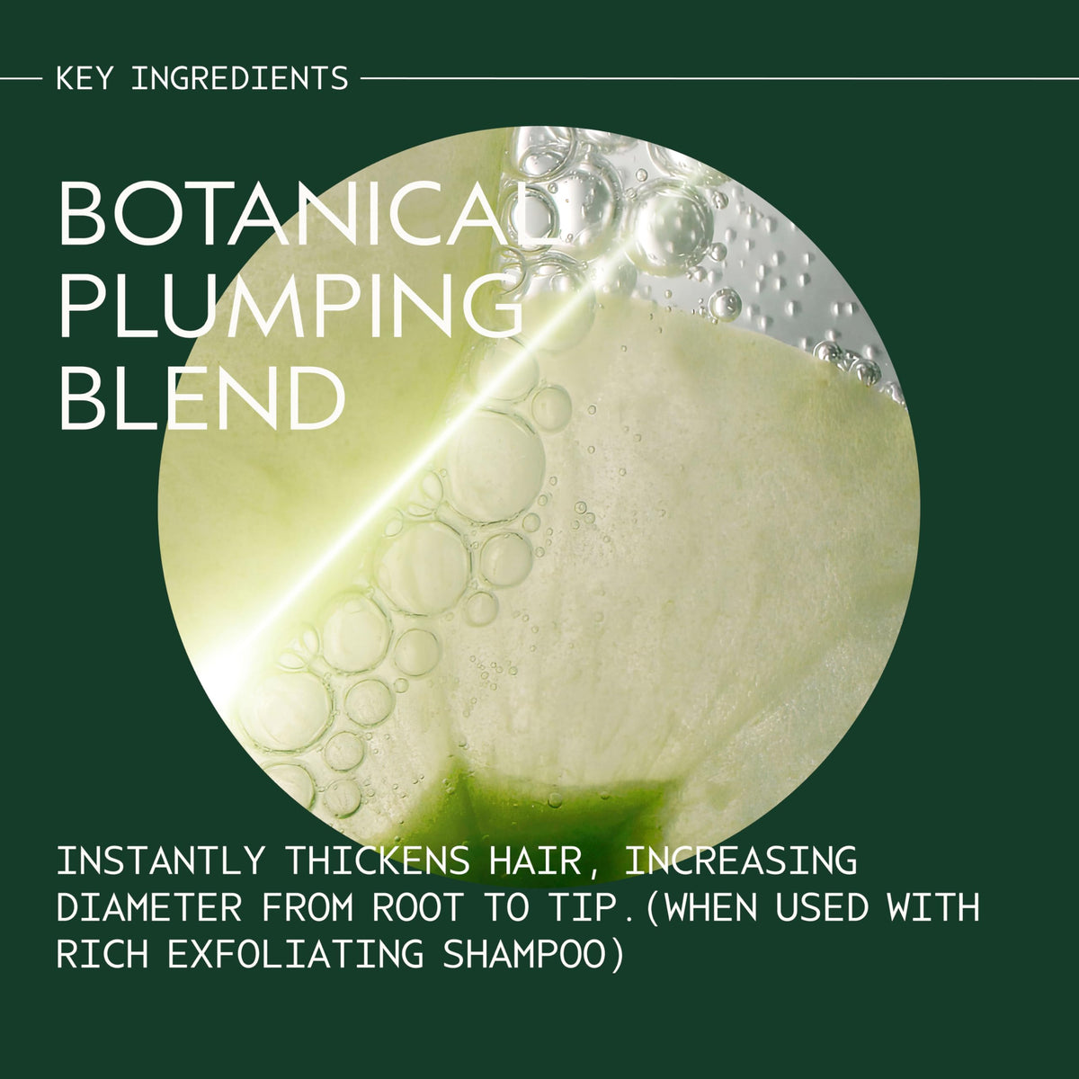 Close-up hair strand after Aveda Invati Ultra Rich showing fuller-looking diameter