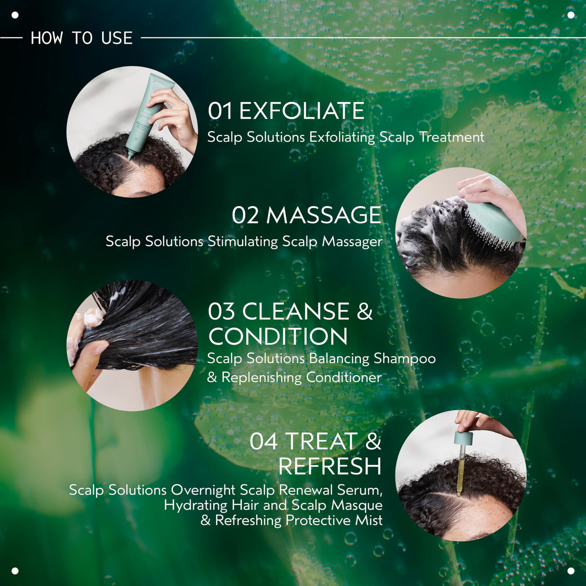 Aveda label close-up showing ingredient highlights and clean formulation