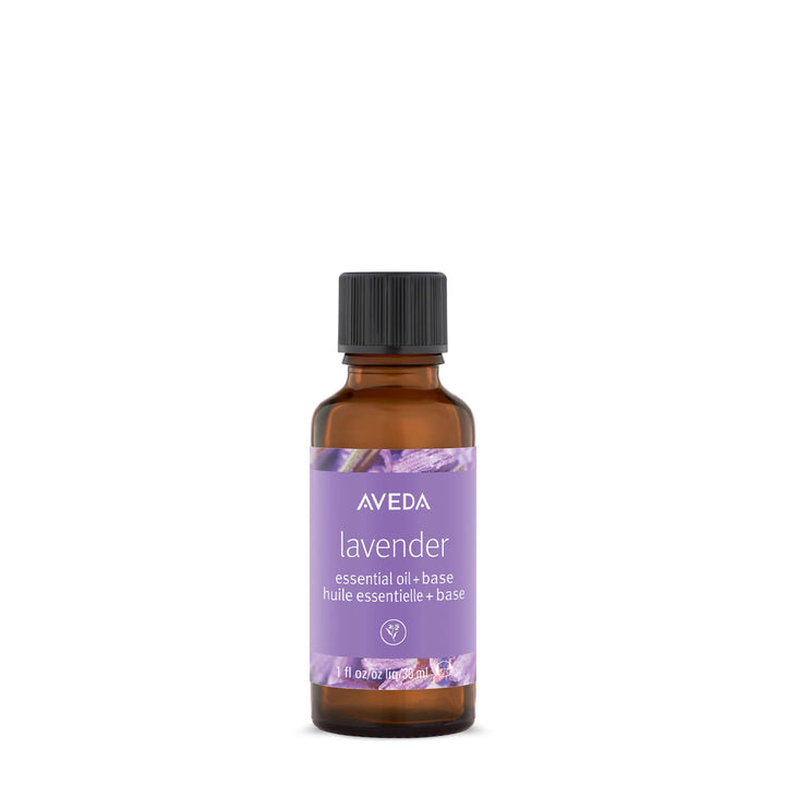 Aveda lavender essential oil front packaging showing bottle and label for calm rituals