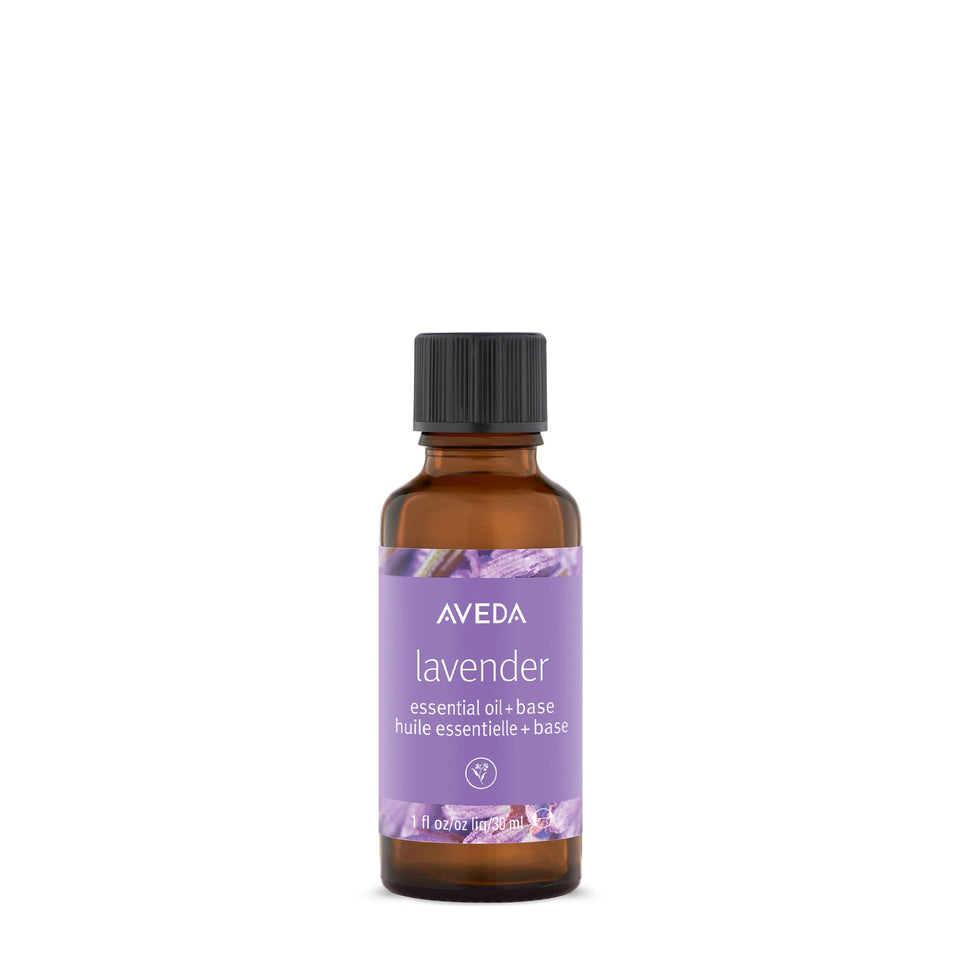 Aveda lavender essential oil front packaging showing bottle and label for calm rituals