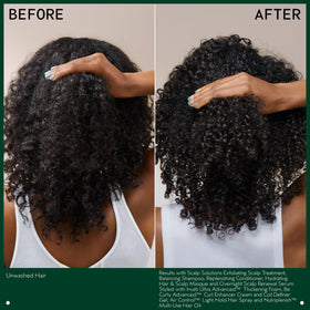 Aveda masque rinsed hair showing smooth, shiny results