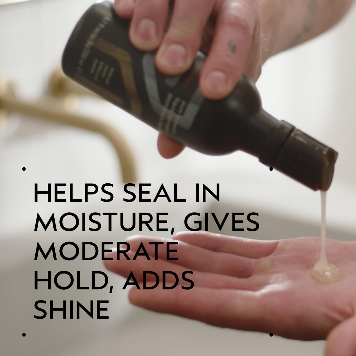 Aveda close-up of liquid texture showing lightweight, non-greasy sheen