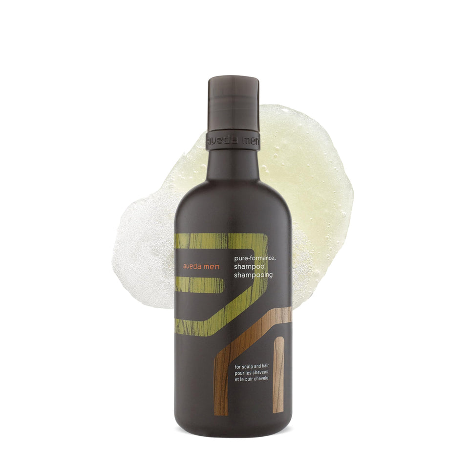 Aveda Men shampoo front packaging showing clean design and size benefit