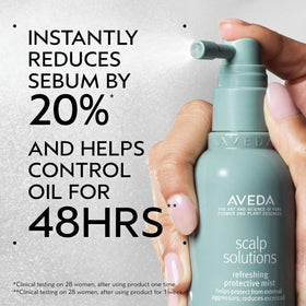 Aveda mist spraying onto roots demonstrating easy application and fast refresh benefit