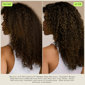 Aveda before and after hair showing improved shine and softness