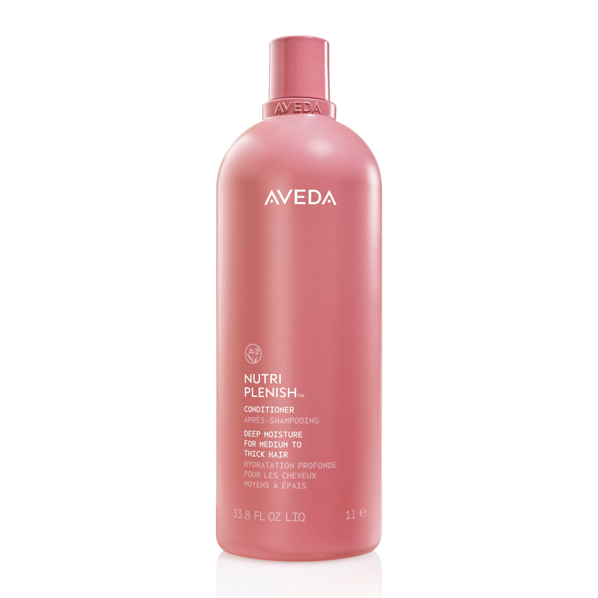 Aveda Nutriplenish front bottle showing full-size label and benefits