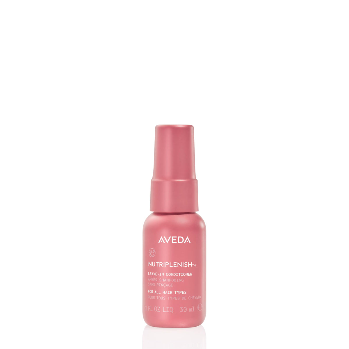 Aveda Nutriplenish front packaging showing clean bottle and label benefits