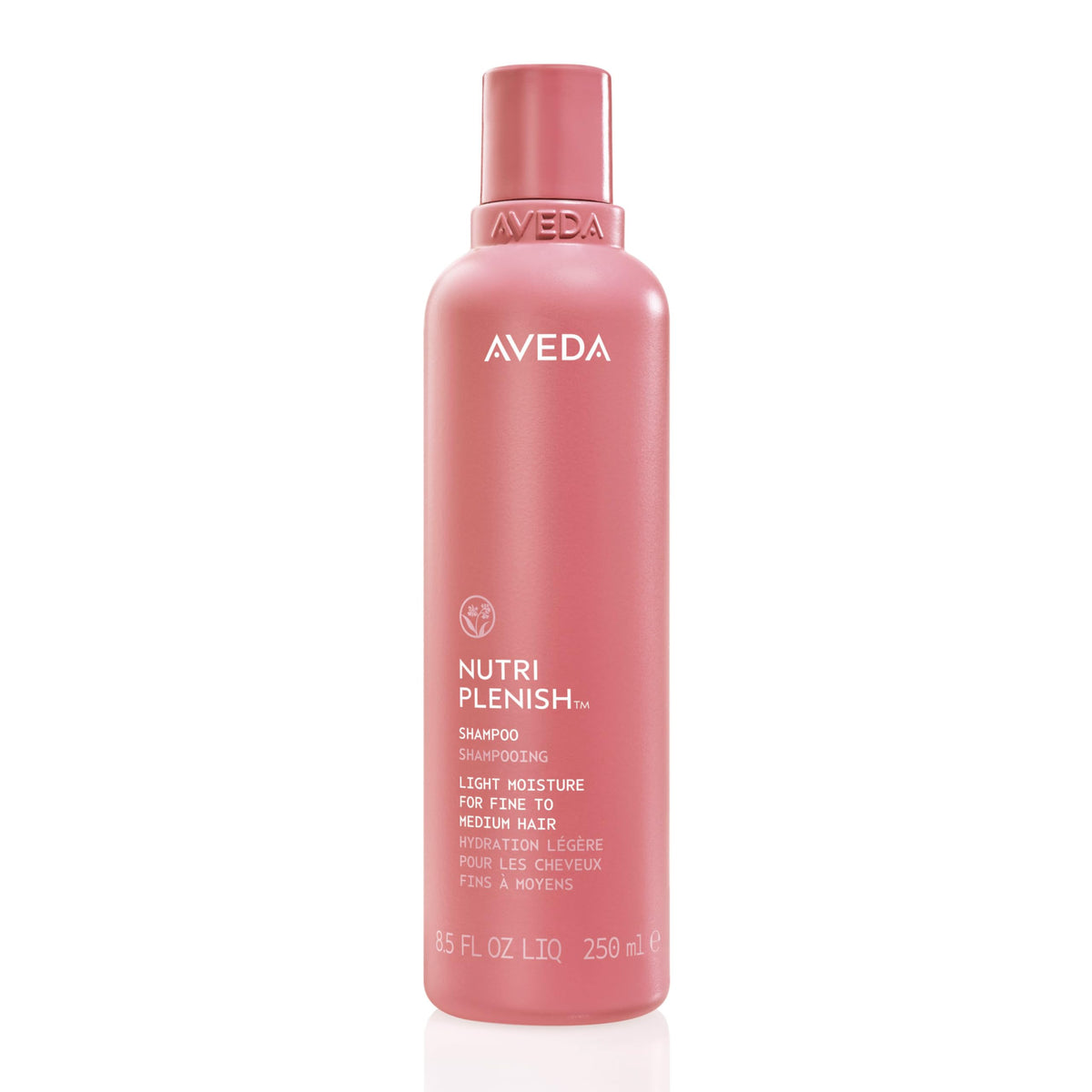 Aveda Nutriplenish front packaging showing lightweight hydrating shampoo benefit