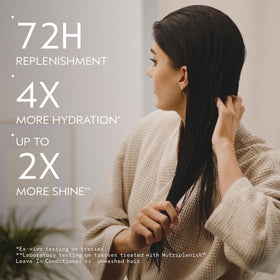 Aveda Nutriplenish spray action mist demonstrating even application and lightweight feel