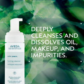Aveda Outer Peace pump close-up demonstrating easy, controlled dispensing