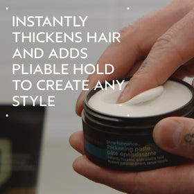 Aveda paste texture close-up displaying creamy consistency and buildable hold benefits