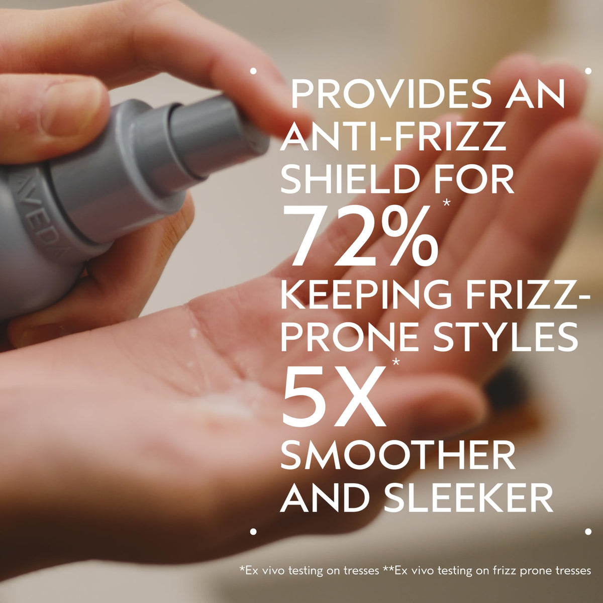 Aveda back label closeup showing ingredient claims and benefits