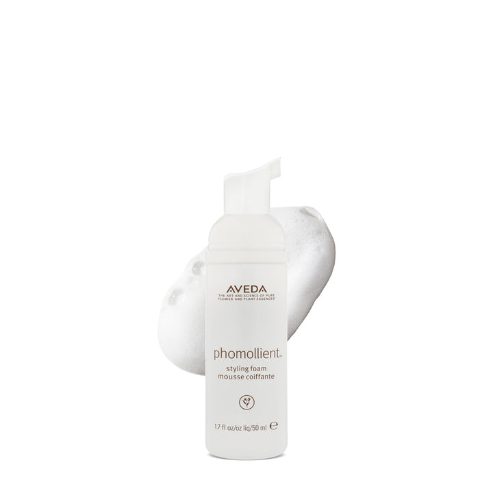 Aveda Phomollient front bottle showing compact travel size and clear label benefits