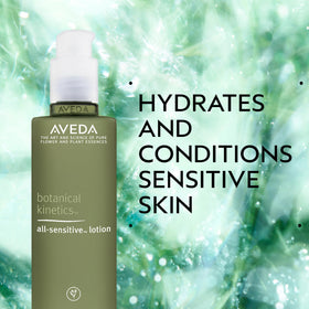 Aveda pump dispenser and lotion texture highlighting easy dosing
