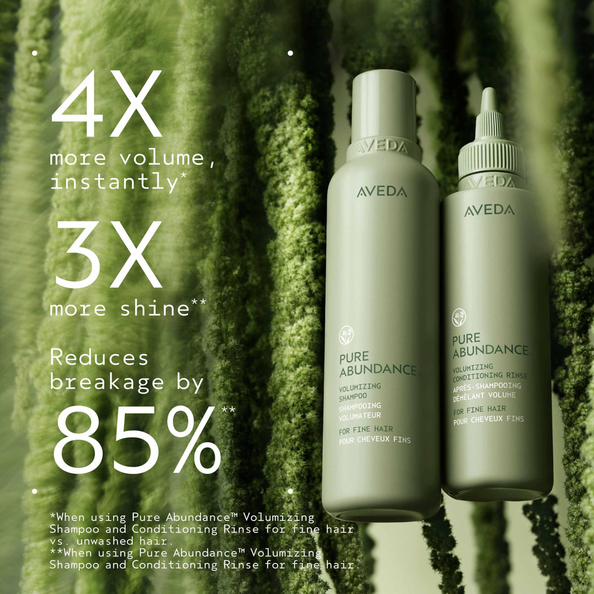 Aveda pump lid and label detail emphasizing convenient dispensing and brand clarity