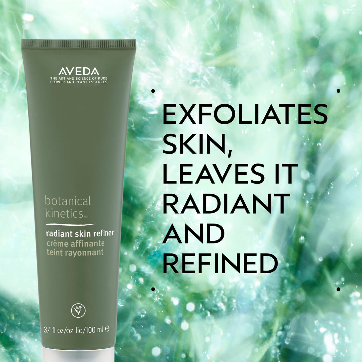Aveda Radiant Skin Refiner texture close-up revealing creamy exfoliant with bamboo particles