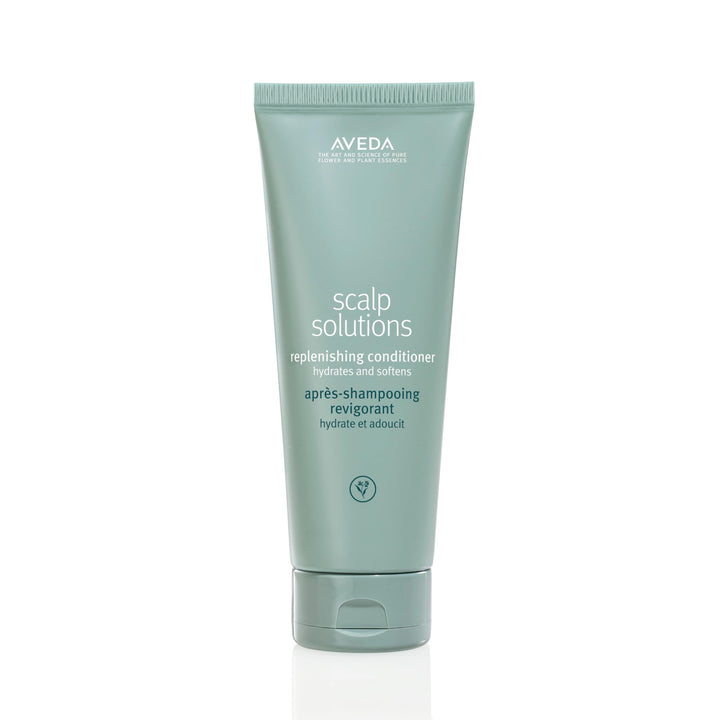 Aveda bottle front view showing packaging and product benefits