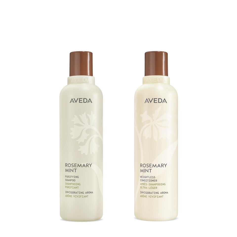 Aveda front packaging showing duo and clarifying benefit