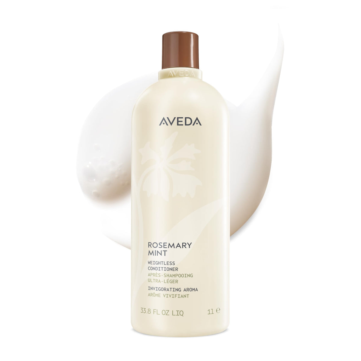 Aveda front packaging of Rosemary Mint conditioner showing bottle and branding for lightweight conditioning