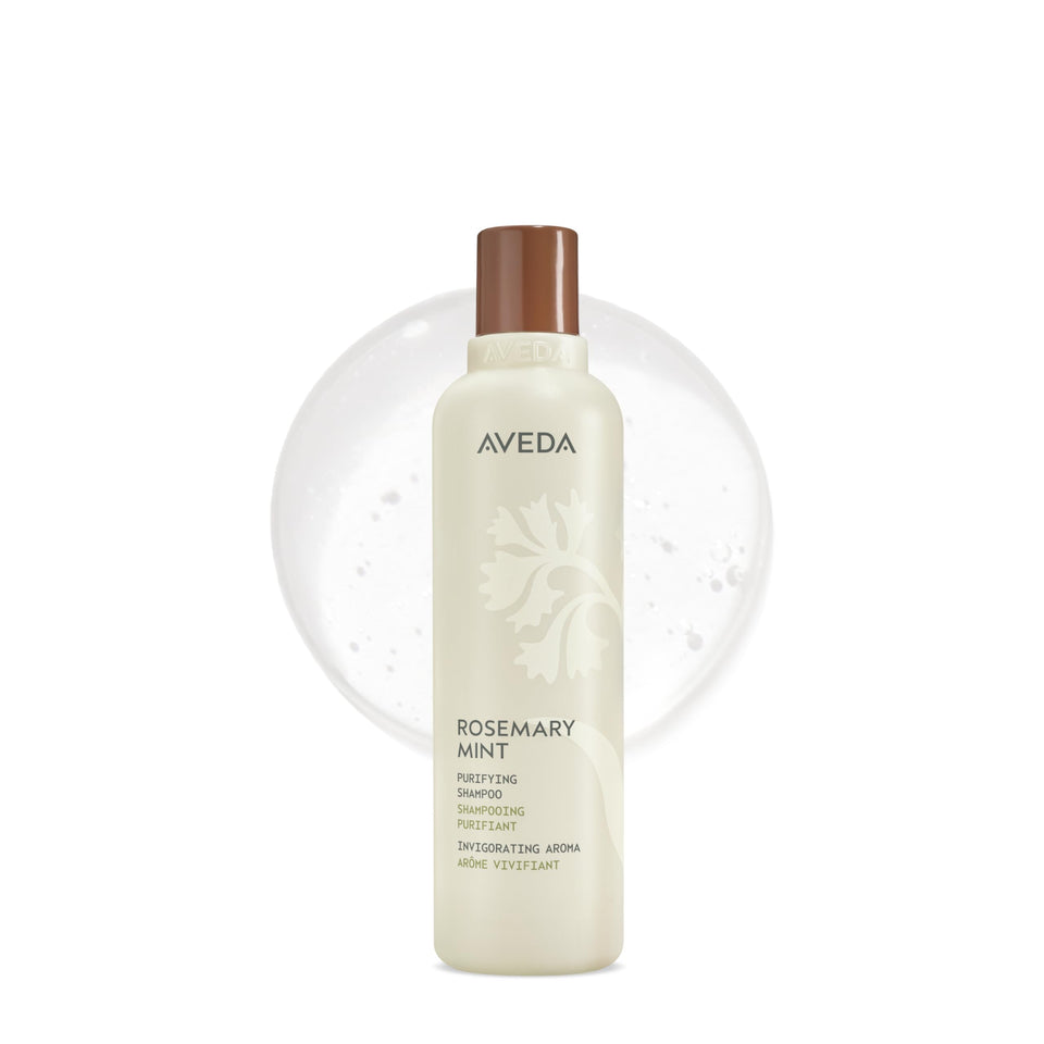 Aveda bottle front view showing label and energizing rosemary scent benefits