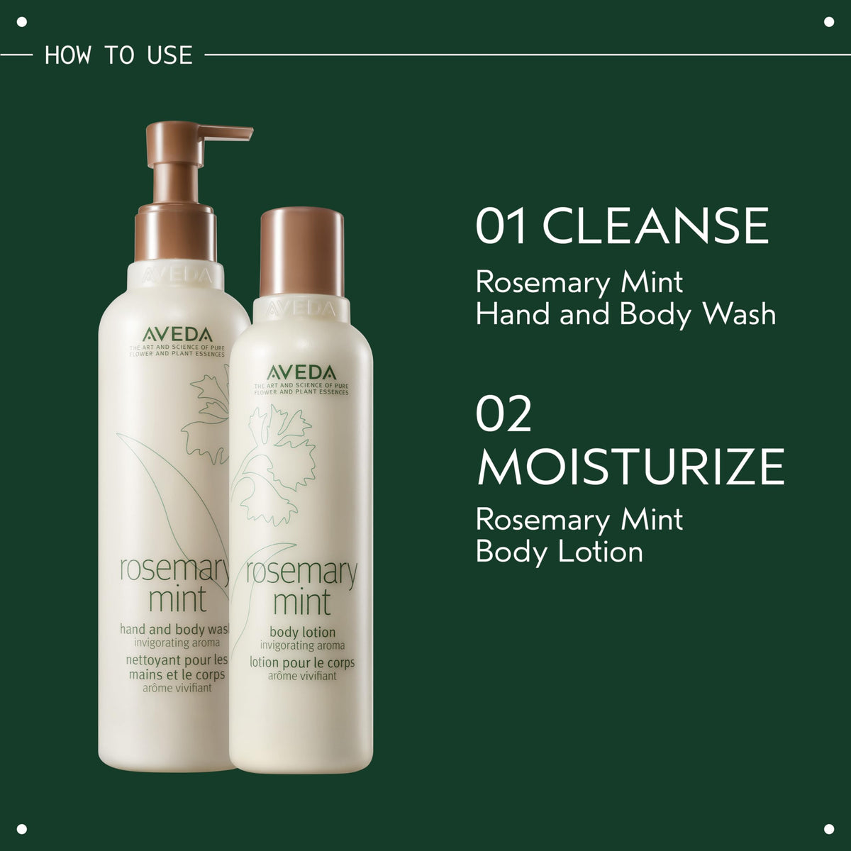 Aveda hand use action shot illustrating effective lathering and rinsing