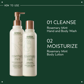 Aveda hand use action shot illustrating effective lathering and rinsing