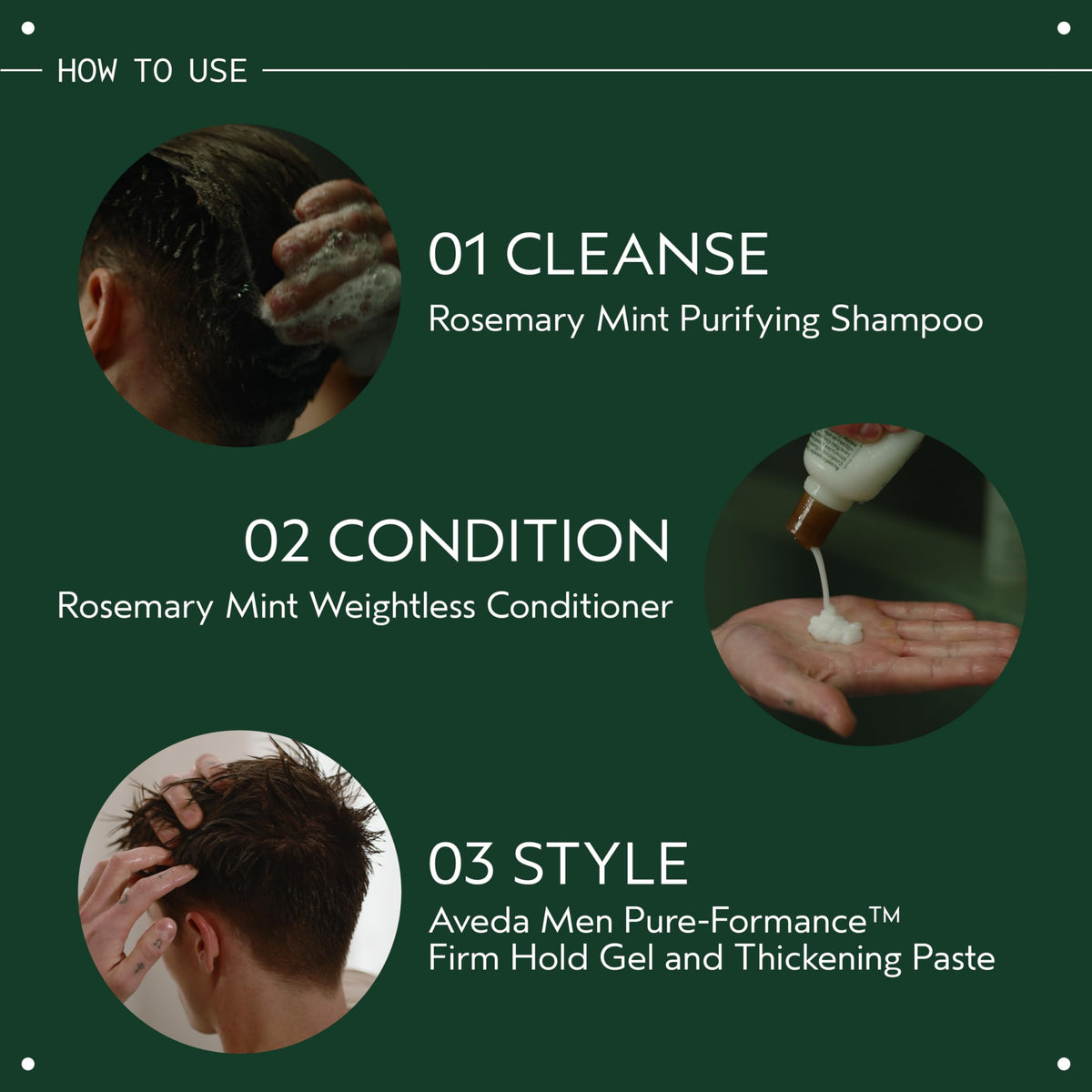 Aveda rosemary and mint botanicals by bottle emphasizing natural aromatic benefits