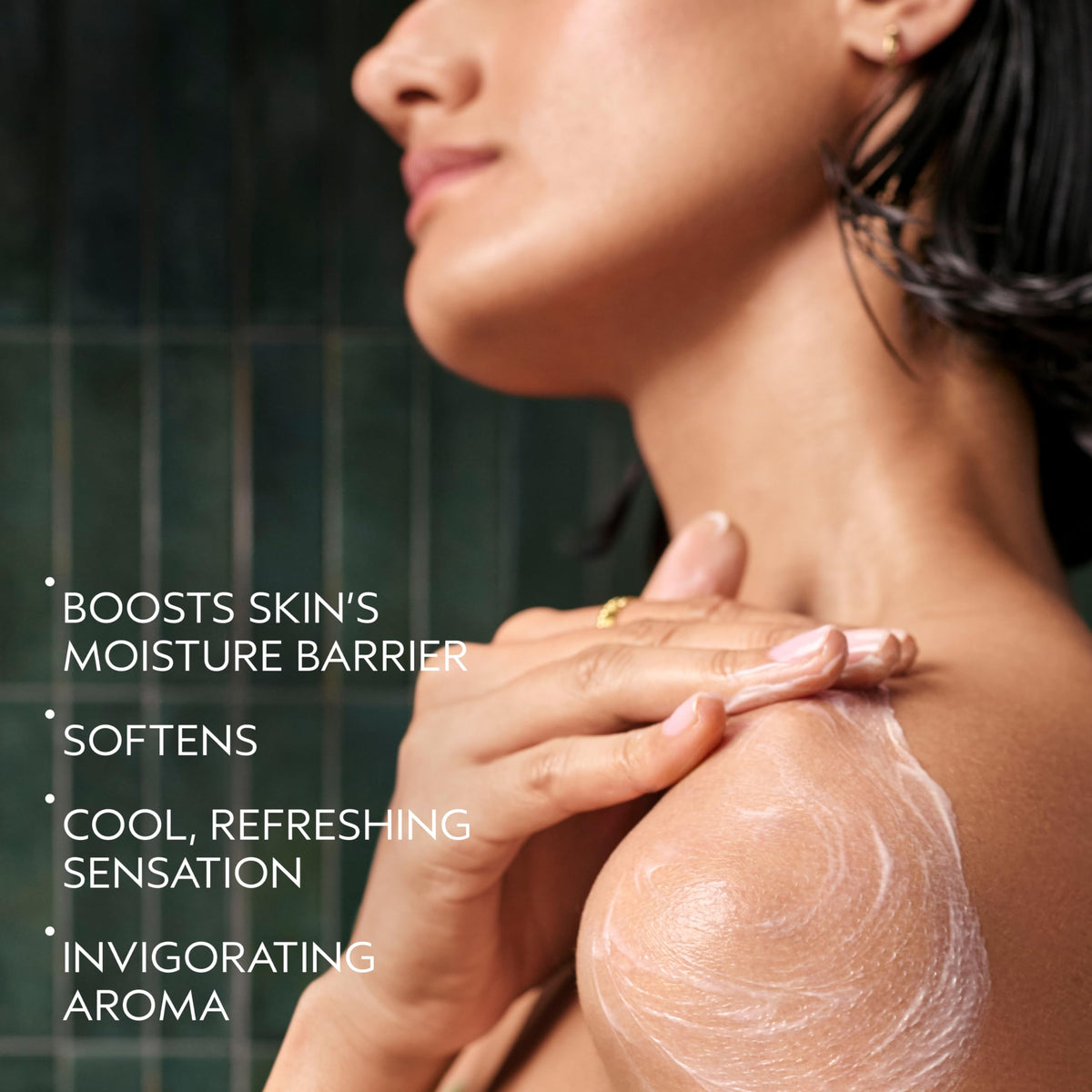 Aveda lotion texture close-up showing silky spreadable formula for fast absorption