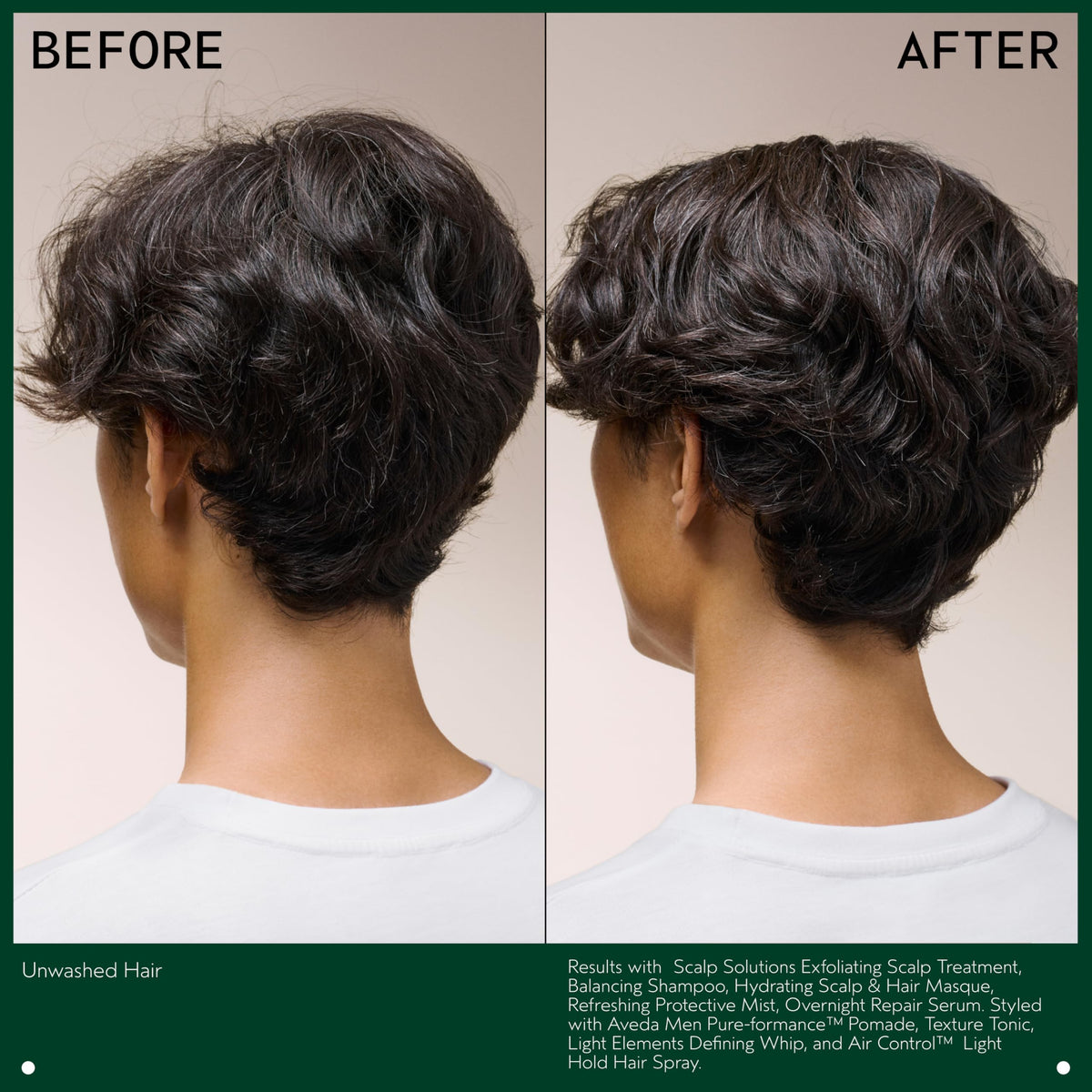 Aveda shampoo applied to scalp showing cooling action and thorough impurity removal