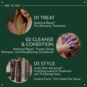 Aveda shampoo placed on bathroom shelf showing daily use benefit