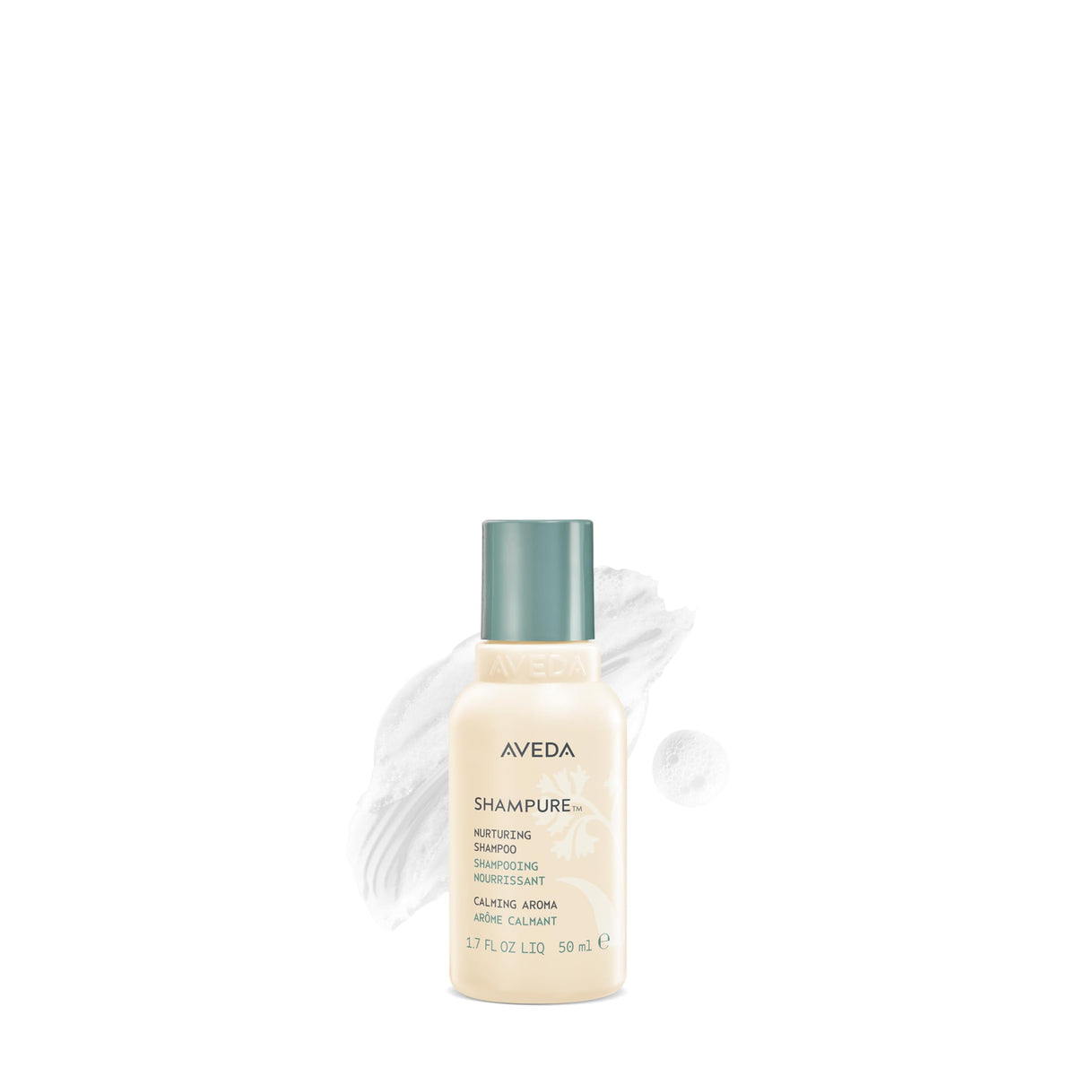 Aveda Shampure front bottle showing calming aroma and travel size benefits