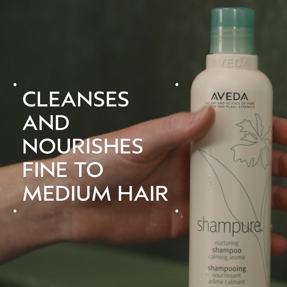 Aveda Shampure pump close-up for easy dispensing and controlled use