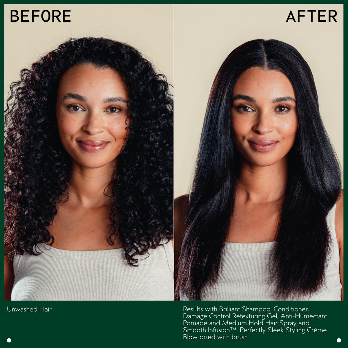 Aveda being applied to towel-dried textured hair for smoother styling