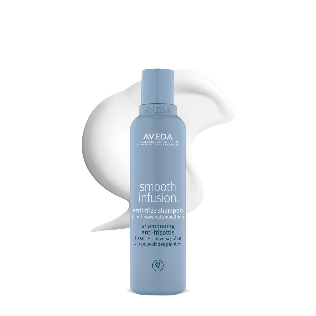 Aveda bottle front packaging showing smoothing shampoo benefits