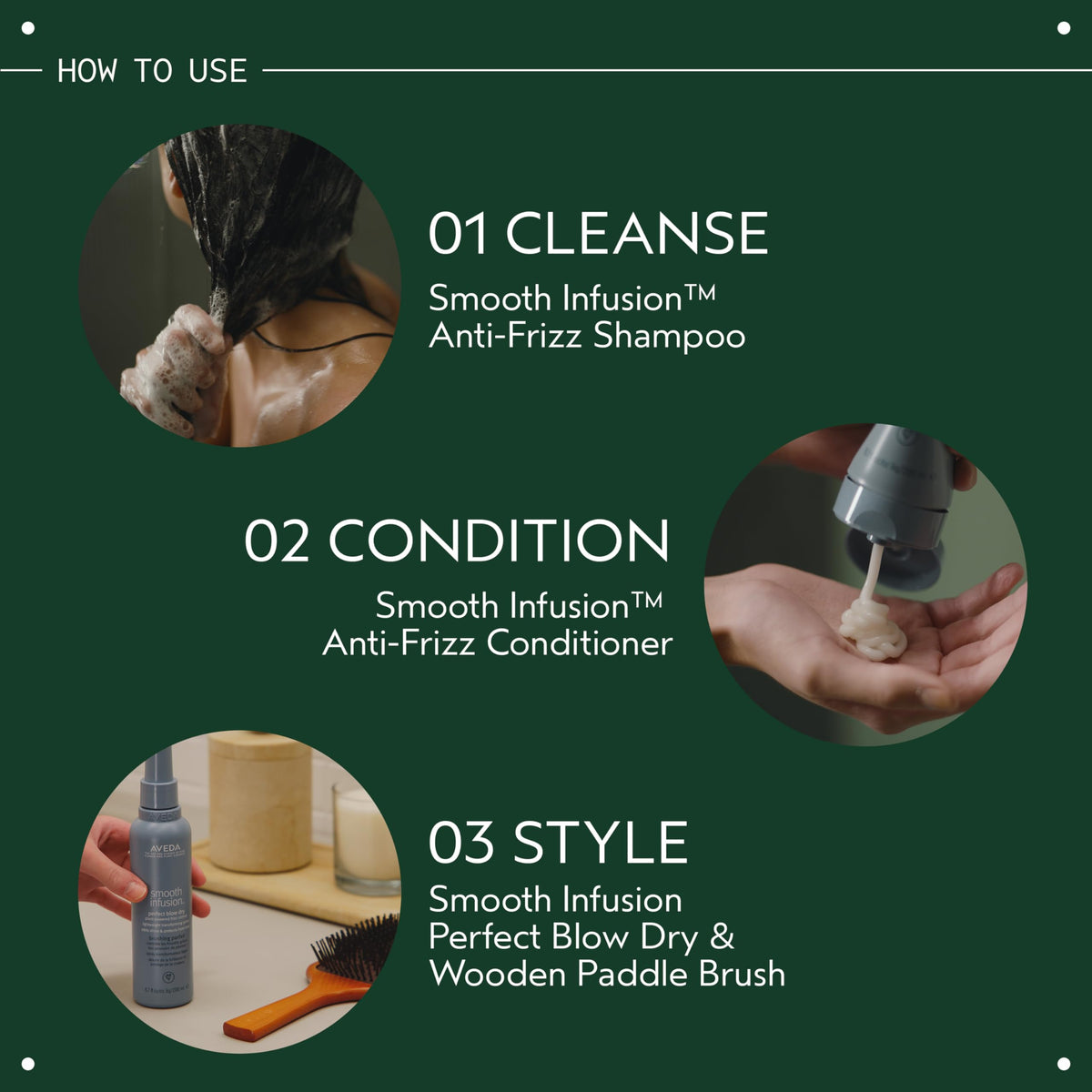 Aveda shampoo in shower lifestyle showing daily smoothing routine