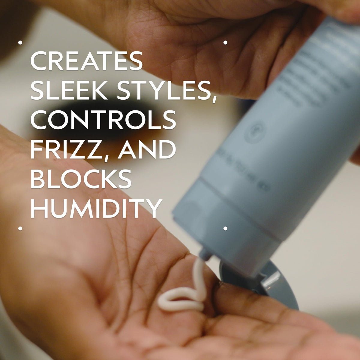 Aveda pump and cap detail for controlled, mess-free application benefit