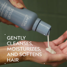Aveda shampoo creamy texture close-up illustrating rich lather