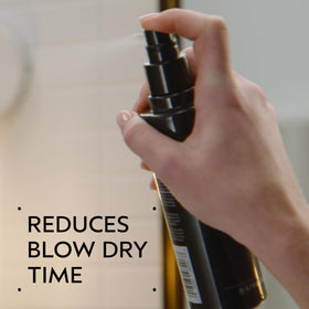 Close-up nozzle spray of Aveda delivering fine mist, enables even application