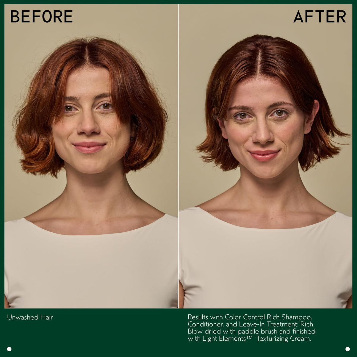 Aveda styled short hair close-up, showing defined, piecey texture benefit