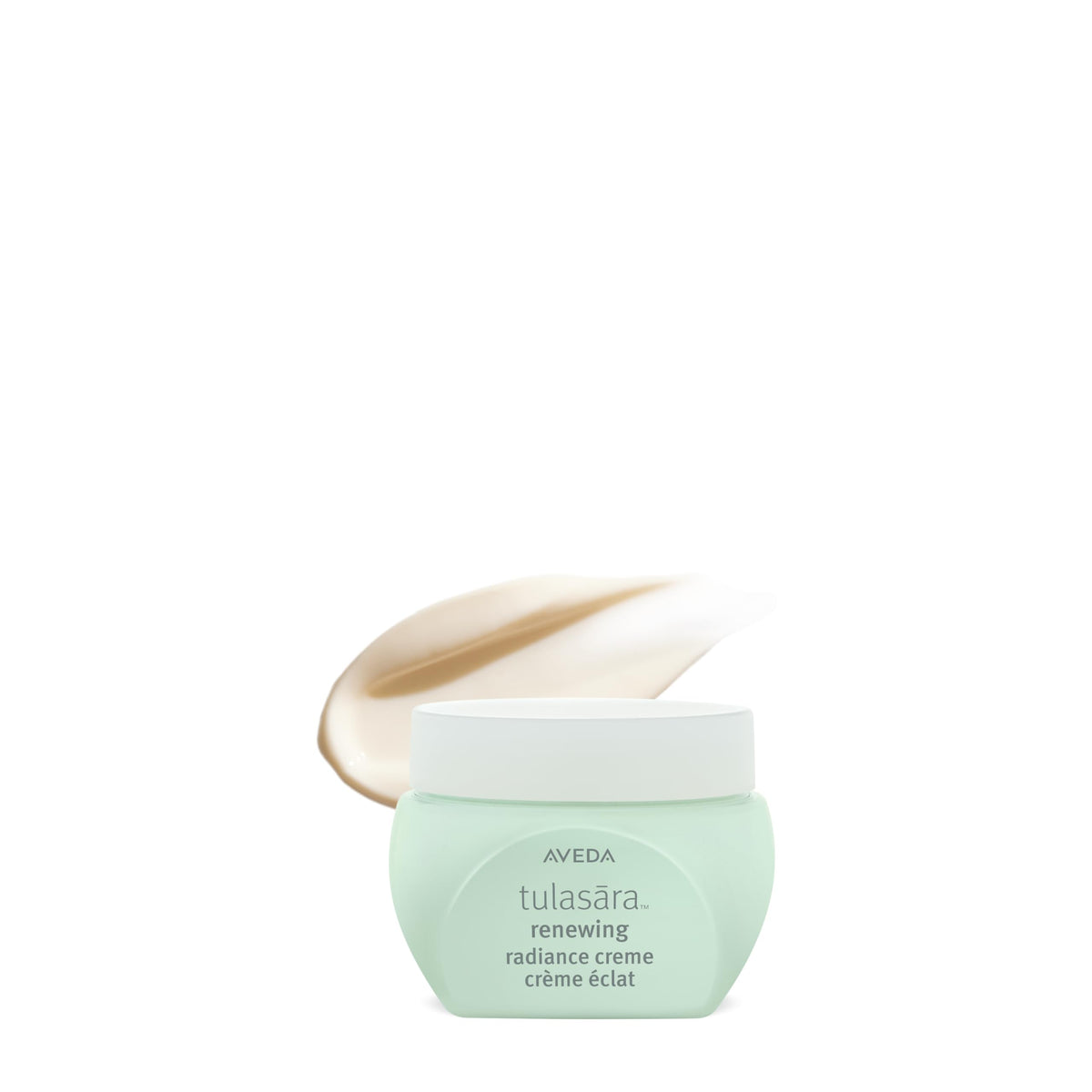 Aveda Tulasara front jar showing elegant packaging and immediate glow benefit