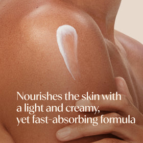 Aveeno application on forearm showing immediate non‑greasy softness