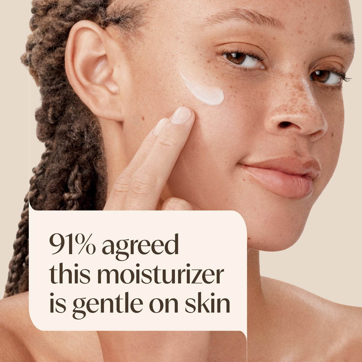 Aveeno spread on hand demonstrating easy absorption and glow