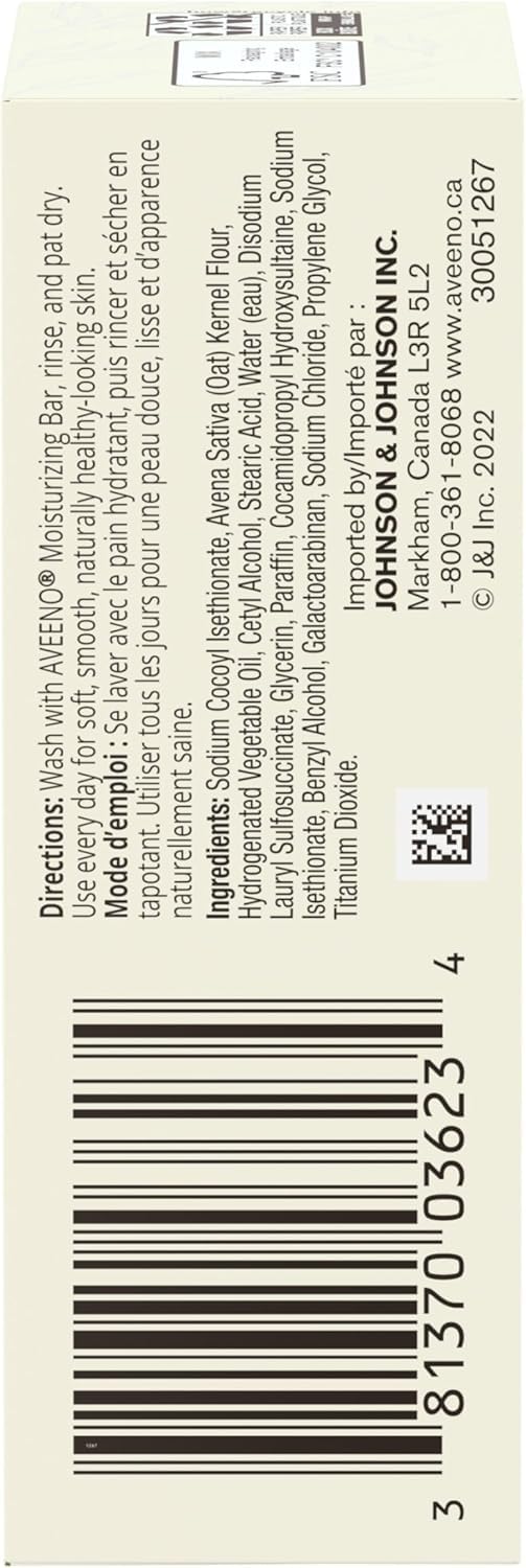 Close-up of colloidal oat on Aveeno bar highlighting soothing benefit