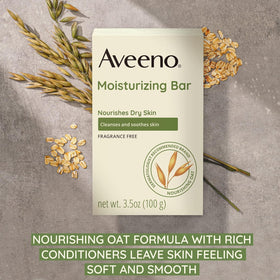 Aveeno bar producing creamy lather in hand for easy, gentle cleansing