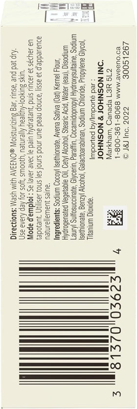 Aveeno bar side profile next to ruler showing compact 3.5 ounce size